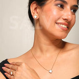 Salve White Clover Necklace Set for Women