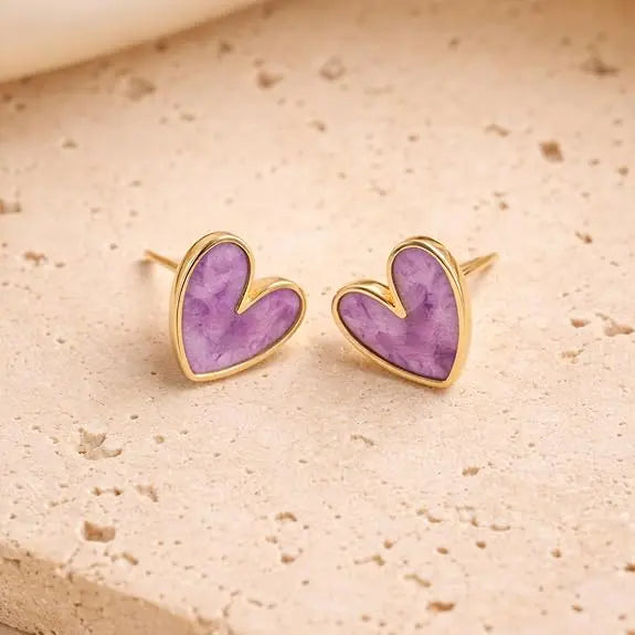 Salve Lavender Purple Heart Earrings for Women - Salve