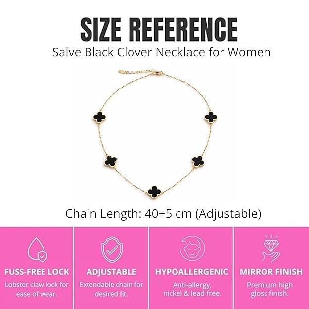 Salve Black Clover gold chain necklace with a sleek, shiny design, featuring a comfortable fit and stylish accessory for everyday wear.