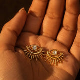 Evil Eye Sunburst Stud Earrings