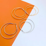 Salve Double Hoop Silver & Gold Earrings Set for Women