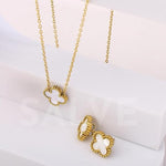 Salve White Clover Pendant Earrings Set - Salve