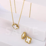 Salve White Clover Pendant Earrings Set - Salve