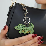 Salve Rhinestone Encrusted Crocodile Keychain for Women - Salve
