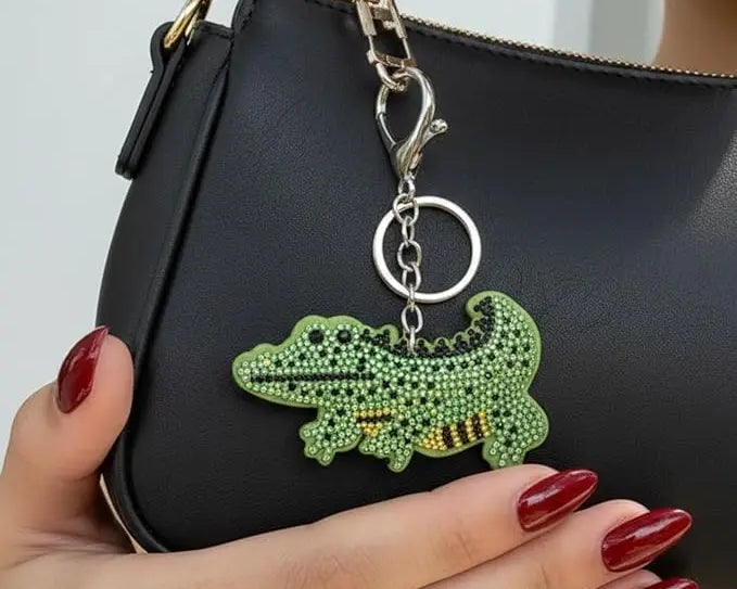 Salve Rhinestone Encrusted Crocodile Keychain for Women - Salve