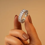 Salve Silver Emerald-Cut Ring for Women