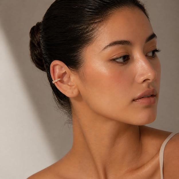 Salve No Piercing CZ Ear Cuffs earrings featuring sparkling cubic zirconia stones on a sleek metal cuff design