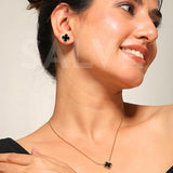 Salve Black Clover Pendant Earrings Set