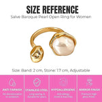 Adjustable SALVE Baroque faux pearl open ring featuring a large, irregular pearl design on a sleek silver band.