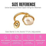 Adjustable SALVE Baroque faux pearl open ring featuring a large, irregular pearl design on a sleek silver band.