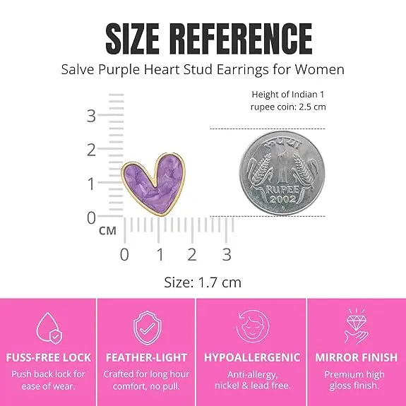 Salve Lavender Purple Heart Earrings for Women - Salve