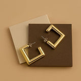 Salve Square Gold Hoop Earrings for Women