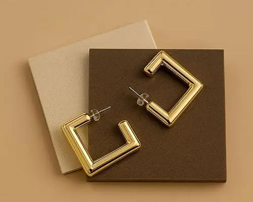 Salve Square Gold Hoop Earrings for Women - Salve