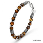 SALVE Tiger Eye bead bracelet for men featuring polished round tiger eye stones on an elastic band.