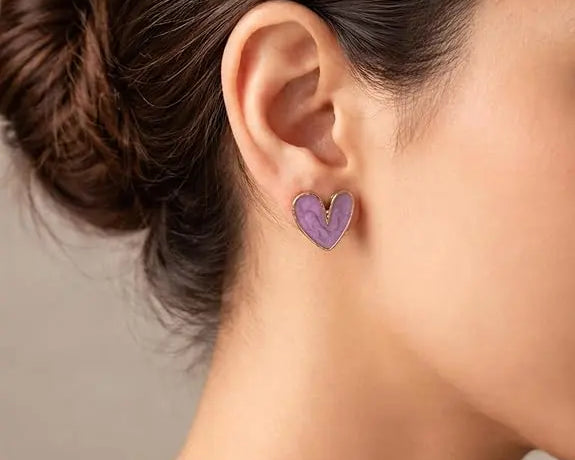 Salve Lavender Purple Heart Earrings for Women - Salve
