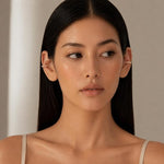 Silver No Piercing CZ ear cuff earrings by SALVE, featuring sparkling cubic zirconia stones and a stylish, modern design.