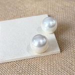 Salve White Faux Round Pearl Ball Stud Earrings - 20MM - Salve
