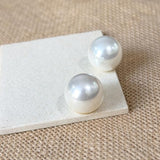 Salve White Faux Round Pearl Ball Stud Earrings - 20MM - Salve