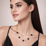 Black Clover gold chain necklace by Salve with thick links, close-up view showing shiny metallic finish and detailed craftsmanship.