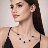 Black Clover gold chain necklace by Salve with thick links, close-up view showing shiny metallic finish and detailed craftsmanship.