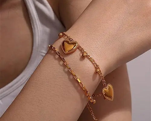 Salve Layered Heart Charm Bracelet for Women - Salve