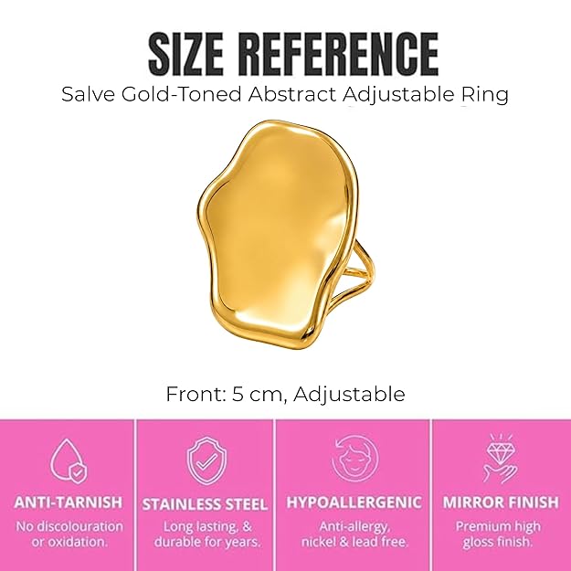Adjustable SALVE Sculpted Statement Finger Ring featuring a bold, artistic design on a silver-toned band.