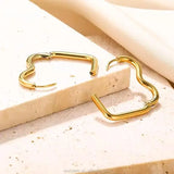 Salve Heart Shaped Hinged Hoop Gold Earrings - Salve