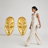 Face Card Gold Statement Earrings