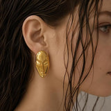 Face Card Gold Statement Earrings