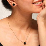 Salve Black Clover Pendant Earrings Set