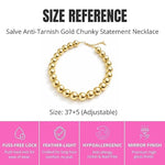Salve chunky gold beaded aesthetic necklace featuring large round beads on a delicate chain.