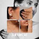Salve White Clover Earrings Ring Bracelet Pendant Set for Girls