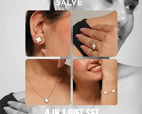 Salve White Clover Pendant Set for Girls - Salve