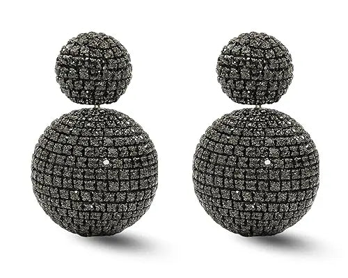 Salve 2 in 1 Double Sided Black Disco Ball Earrings - Salve