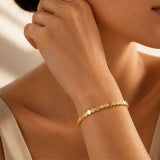 Salve CZ Honeycomb Hexagonal Openable Bracelet with geometric gold-tone hexagon design and adjustable open clasp.