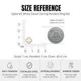 Salve White Clover Pendant Earrings Set