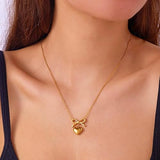 Salve Bow Heart Drop Earrings & Pendant Set for Women
