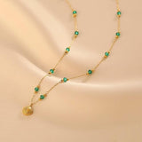 Salve Beachy Green Beads Shell Pendant for Women