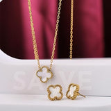 Salve White Clover Pendant Earrings Set