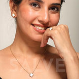 Salve White Clover Necklace Set for Women