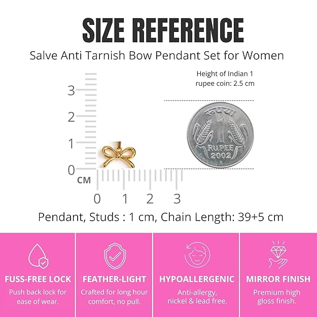Bow-Mance Stud Earrings & Pendant Set SALVE