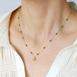 Salve Beachy Green Beads Shell Pendant for Women