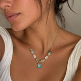 Beachy Evil Eye Gold Necklace