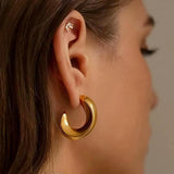 Salve C-Shape Gold Hoop Earrings for Women