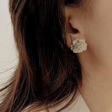 Salve White Rose Stud Earrings for Women Stylish