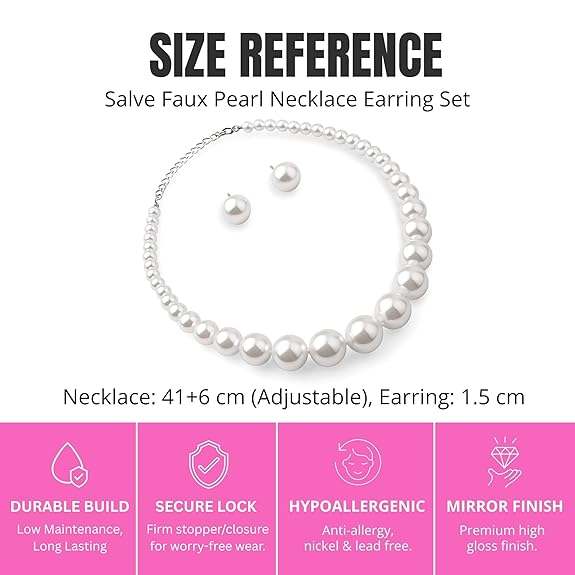 Salve Faux Pearl Studs & Necklace Set - Salve