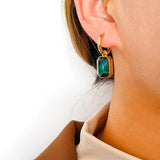 Salve Emerald Green Stone Drop Earrings for Women