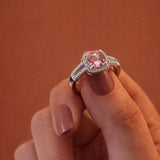 Salve Pink Solitaire Halo Ring for Women