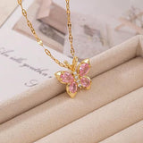 Salve Pink Butterfly Pendant for Women
