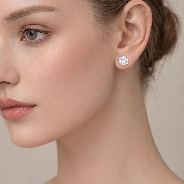 Round cut stainless steel stud earrings by SALVE featuring sleek, polished silver-tone earrings with a minimalist design.